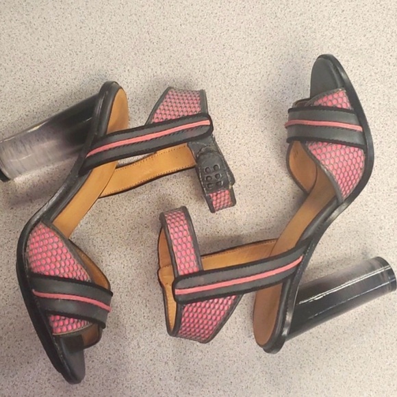 L.A.M.B. Shoes - L.A.M.B. Strappy Pink and Black Heels